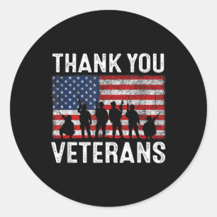 Thank You Veterans Memorial Patriotic Military Vet Classic Round Sticker
