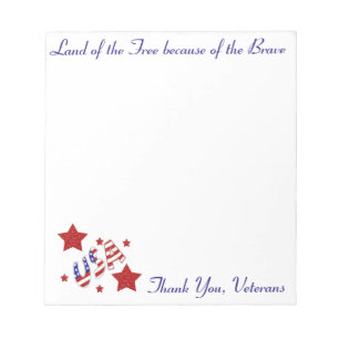 Thank You Veterans Notepad