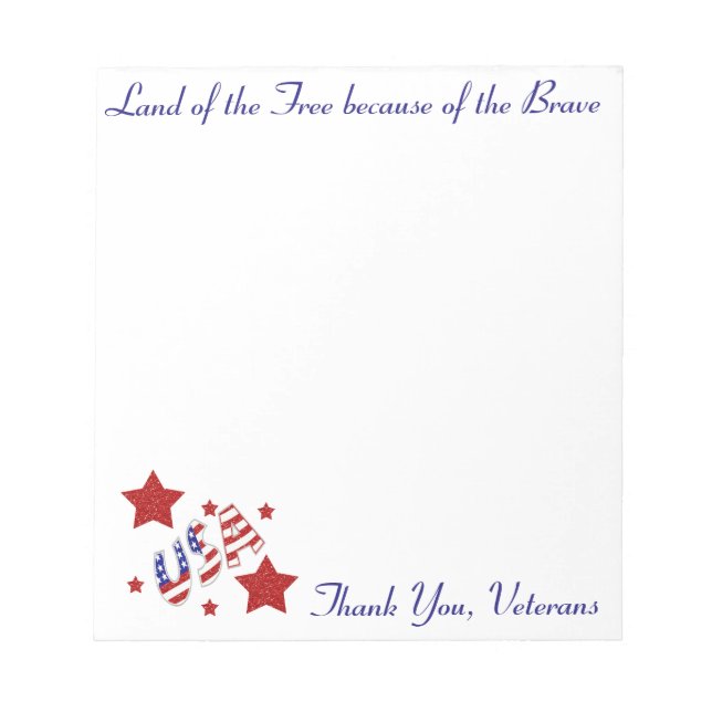 Thank You Veterans Notepad (Front)