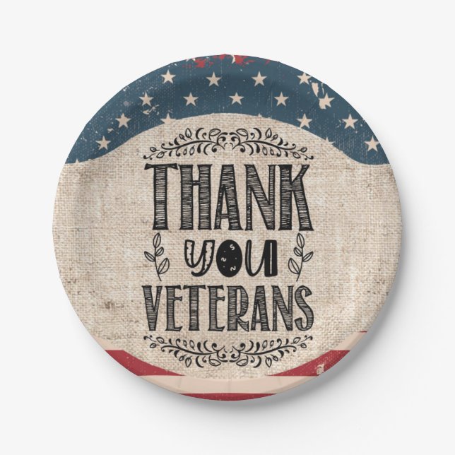 Thank You Veterans Paper Plate (Front)