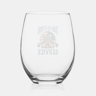 Thank You Veterans Patriotic Boots Vintage Design_ Stemless Wine Glass