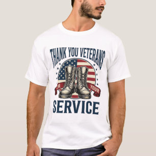 Thank You Veterans Patriotic Boots Vintage Design_ T-Shirt
