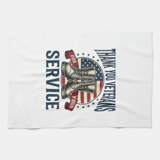 Thank You Veterans Patriotic Boots Vintage Design_ Tea Towel