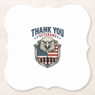 Thank You Veterans Patriotic Eagle Shield Shirt_1 Paper Coaster
