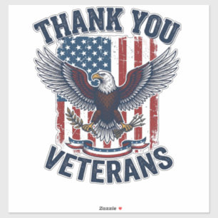 Thank You Veterans Patriotic Eagle Vintage