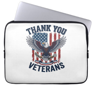 Thank You Veterans Patriotic Eagle Vintage Laptop Sleeve
