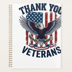 Thank You Veterans Patriotic Eagle Vintage Planner