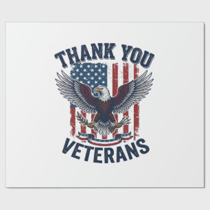 Thank You Veterans Patriotic Eagle Vintage Wrapping Paper