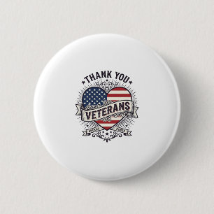 Thank You Veterans Patriotic Heart Vector Design_1 6 Cm Round Badge