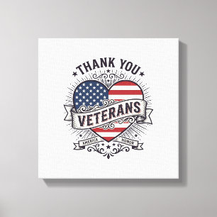 Thank You Veterans Patriotic Heart Vector Design_1 Canvas Print