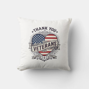 Thank You Veterans Patriotic Heart Vector Design_1 Cushion