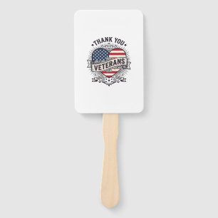 Thank You Veterans Patriotic Heart Vector Design_1 Hand Fan