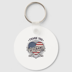 Thank You Veterans Patriotic Heart Vector Design_1 Key Ring