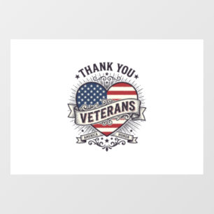 Thank You Veterans Patriotic Heart Vector Design_1 Window Cling