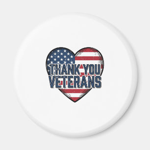 Thank You Veterans Patriotic Heart Vintage Design_ Magnet