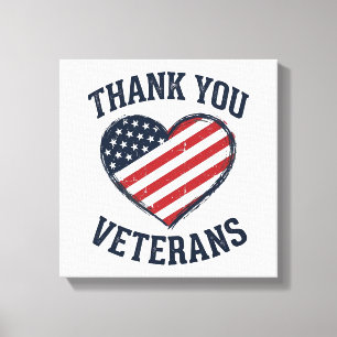 Thank You Veterans Patriotic Heart Vintage Shirt D Canvas Print