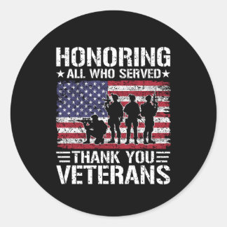 Thank You Veterans Patriotic Military Service Gift Classic Round Sticker