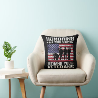 Thank You Veterans Patriotic Military Service Gift Cushion