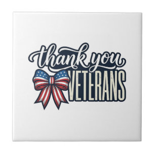 Thank You Veterans Patriotic Ribbon Vintage Shirt_ Tile