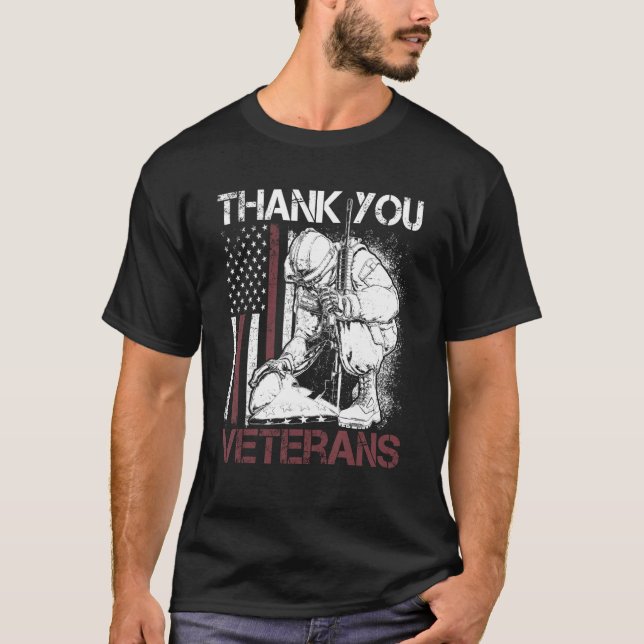 Thank You Veterans  Proud Veteran Day Dad Grandpa  T-Shirt (Front)