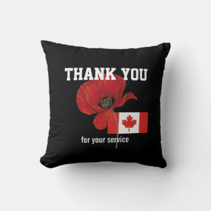 THANK YOU Veterans Servicemen Poppy CANADA Cushion
