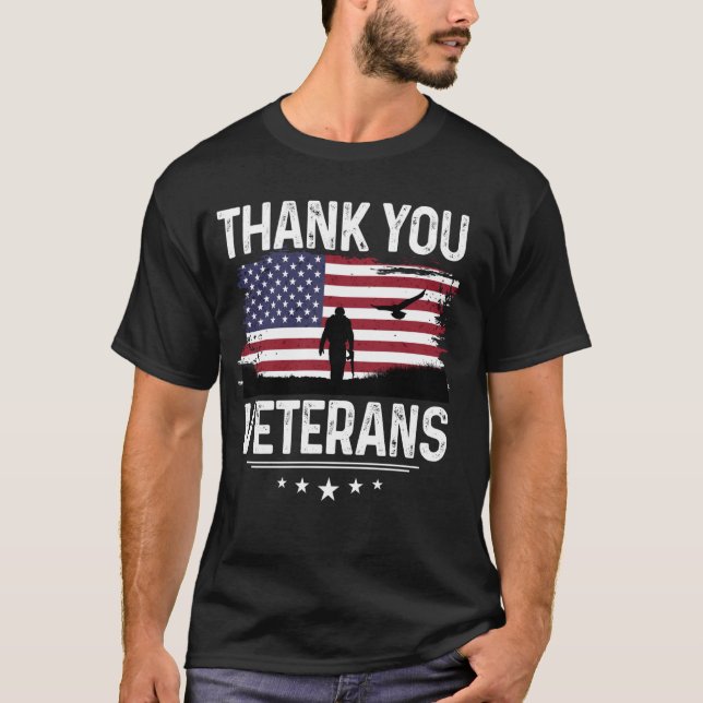 Thank You Veterans Shirt Patriotic Tee Soldier and (Front)