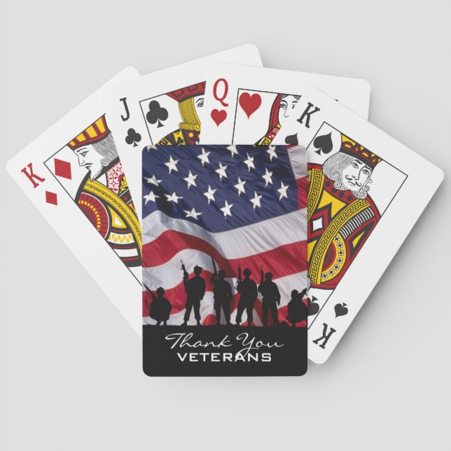 Thank you Veterans - Soldiers silhouette Playing Cards (Back)