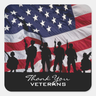 Thank You Veterans Square Sticker