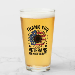 Thank You Veterans Sunflower Military Veterans Day Glass
