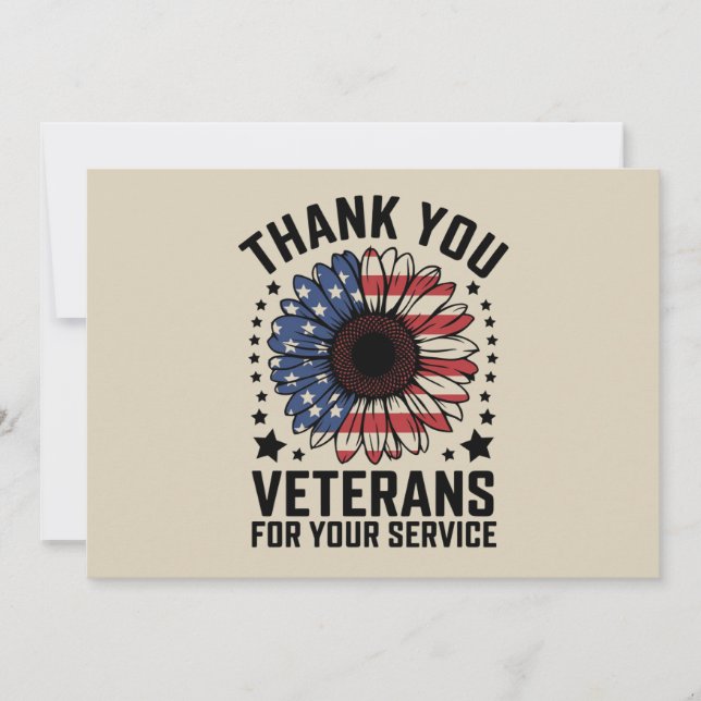 Thank You Veterans Sunflower Military Veterans Day Invitation (Front)