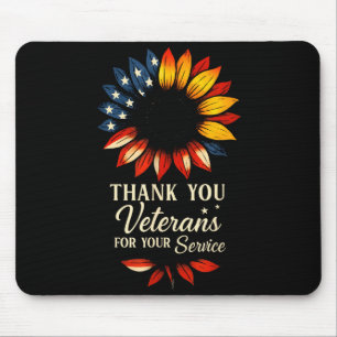 Thank You Veterans Sunflower Military Veterans Day Mouse Mat