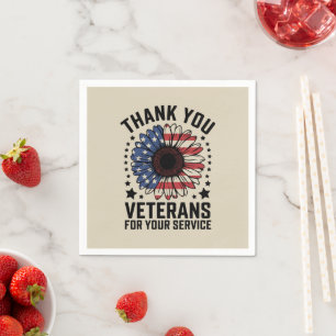 Thank You Veterans Sunflower Military Veterans Day Napkin