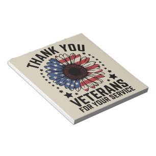 Thank You Veterans Sunflower Military Veterans Day Notepad