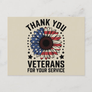 Thank You Veterans Sunflower Military Veterans Day Postcard