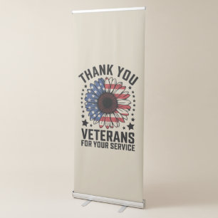 Thank You Veterans Sunflower Military Veterans Day Retractable Banner