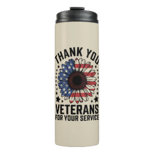 Thank You Veterans Sunflower Military Veterans Day Thermal Tumbler