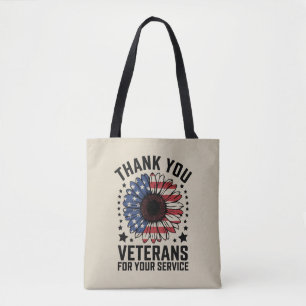 Thank You Veterans Sunflower Military Veterans Day Tote Bag