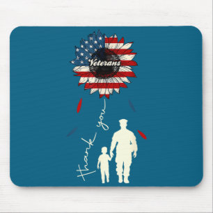 Thank You Veterans Sunflower Usa Flag Military Pat Mouse Mat