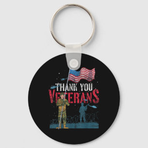 Thank You Veterans Us Flag Patriotic Soldier Memor Key Ring