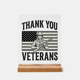 Thank You Veterans Vintage Flag Soldier Shirt Desi Acrylic Sign