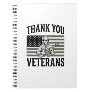 Thank You Veterans Vintage Flag Soldier Shirt Desi Notebook