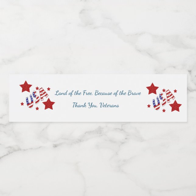 Thank You Veterans Water Bottle Label (Single Label)