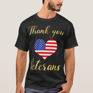 Thank You Veterans With American Flag Heart For Ve T-Shirt
