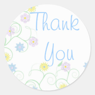 Thank you vine with blooms classic round sticker