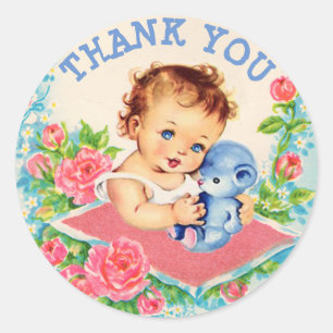 Thank You Vintage Baby Shower Stickers