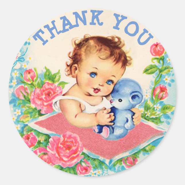 Thank You Vintage Baby Shower Stickers (Front)