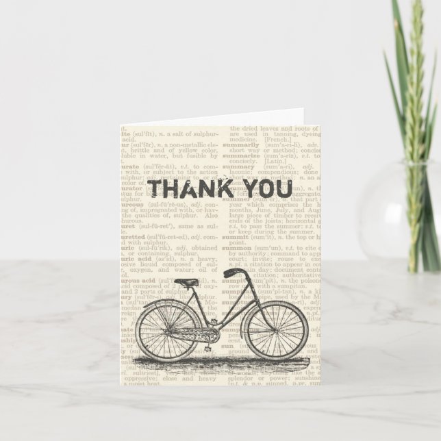 Thank You Vintage Bicycle Brown Dictionary Page (Front)
