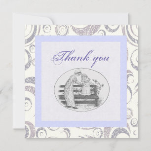 Thank You Vintage Blue Grey Girly