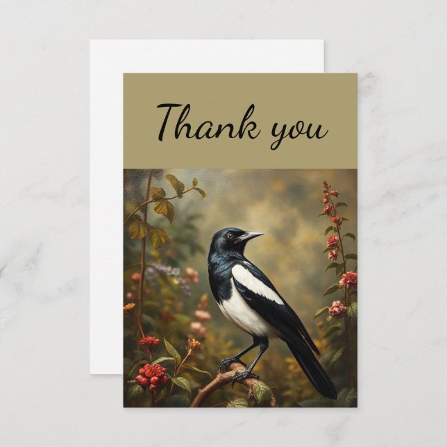 Thank You Vintage Magpie Bird  (Front/Back)