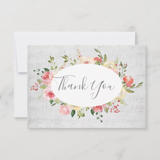 thank you vintage music background invitation (Front)